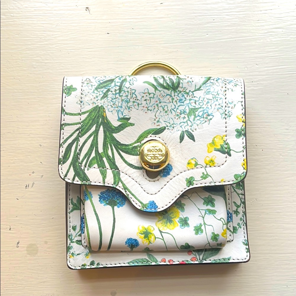 Tory Burch Floral White and Green Bag
